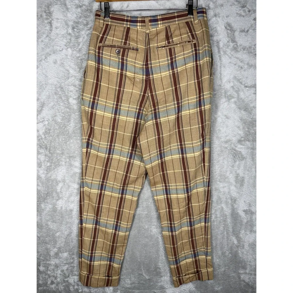 Pearly Gates Pants Mens 30x30 Plaid Tapered Golf Wool Old School Pleated Classic